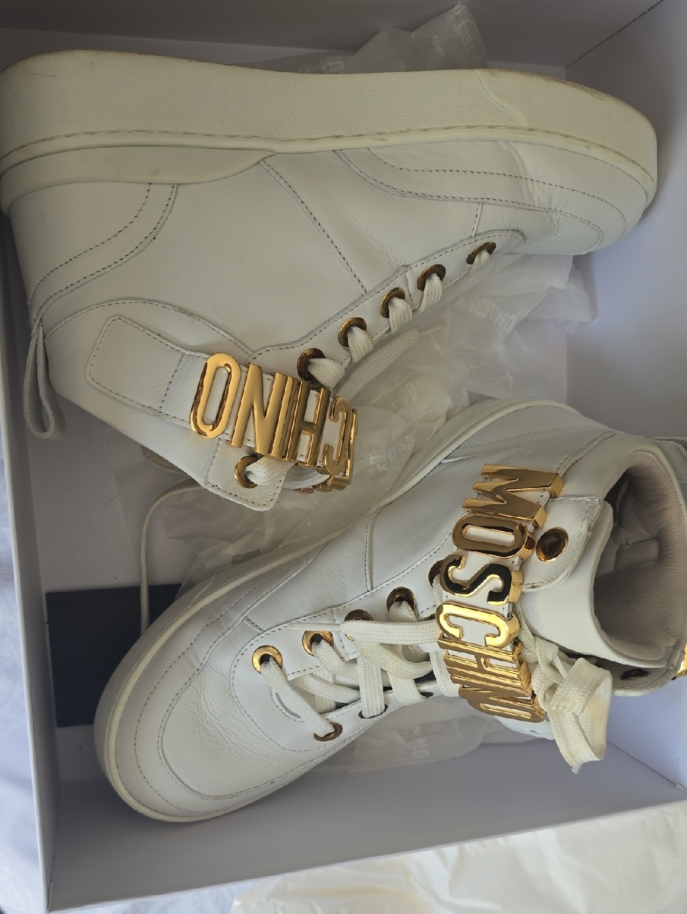 Moschino White and Black Logo Sneaker Box